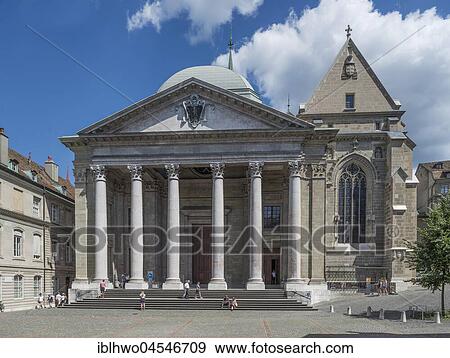 Stock Photo - Cathedral St. Peter, Geneva, Switzerland, Europe. Fotosearch