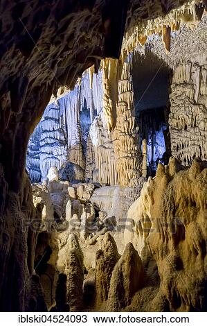 Stock Image - Caves of Postojna, Postojnska jama, with stalactites and stalagmites, Postojna, Slovenia, Europe. Fotosearch