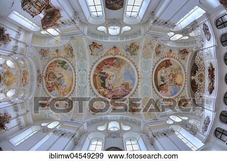 Ceiling frescoes, monastery church and parish church St. Markus, monastery Sießen, Bad Saulgau, Baden-Württemberg, Germany, Europe View Large Photo Image Stock Photo - Ceiling frescoes, monastery church and parish church St. Markus, monastery Sießen, Bad Saulgau, Baden-Württemberg, Germany, Europe. Fotosearch