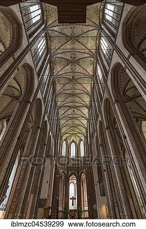 Stock Photo - Ceiling vaults with altar room, St. Marienkirche, Lübeck, Schleswig-Holstein, Germany, Europe. Fotosearch
