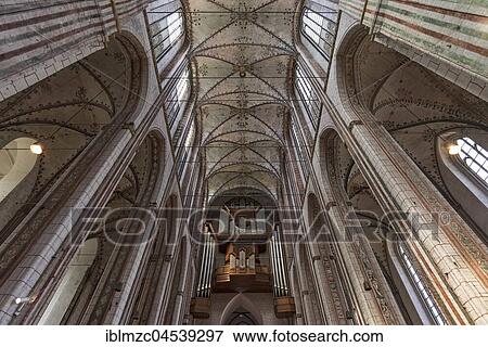 Ceiling vaults with Orgelempore, St. Marienkirche, Lübeck, Schleswig-Holstein, Germany, Europe View Large Photo Image Stock Photo - Ceiling vaults with Orgelempore, St. Marienkirche, Lübeck, Schleswig-Holstein, Germany, Europe. Fotosearch