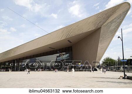 Stock Image - Central railway station building, Centraal Station, modern architecture, Rotterdam, Netherlands. Fotosearch