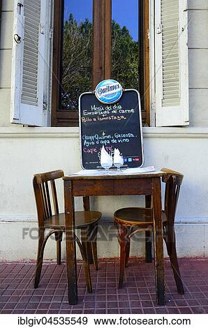 Chairs and set table, tavern at Plaza Dorrego, San Telmo, Buenos Aires, Argentina, South America View Large Photo Image Stock Photo - Chairs and set table, tavern at Plaza Dorrego, San Telmo, Buenos Aires, Argentina, South America. Fotosearch