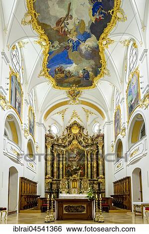 Choir with baroque high altar, Basilica of the Holy Cross, Cloister Scheyern, Benedictine abbey, district Pfaffenhofen an der Ilm, Upper Bavaria, Bavaria, Germany, Europe View Large Photo Image Stock Photograph - Choir with baroque high altar, Basilica of the Holy Cross, Cloister Scheyern, Benedictine abbey, district Pfaffenhofen an der Ilm, Upper Bavaria, Bavaria, Germany, Europe. Fotosearch