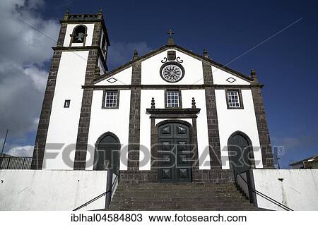 Stock Image - Church in Relva, Island of Sao Miguel, Azores, Portugal, Europe. Fotosearch