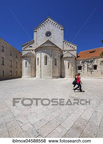 Stock Photo - Church of Saint Jean Baptiste, Old Town of Trogir, UNESCO World Heritage Site, Split Region, Middle Dalmatia, Dalmatia, Adriatic Coast, Croatia, Europe. Fotosearch