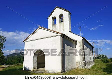 Stock Photo - Church of St. Andrew, Vrhovlje, Brda, Slovenia, Europe. Fotosearch