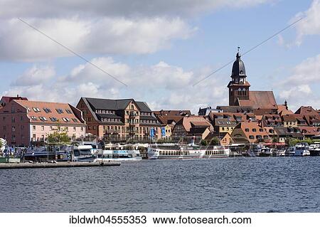 Church of St. Marien, White Fleet, City Harbour, Waren, Müritz, Mecklenburg Lake District, Mecklenburg-Western Pomerania, Germany, Europe View Large Photo Image Stock Image - Church of St. Marien, White Fleet, City Harbour, Waren, Müritz, Mecklenburg Lake District, Mecklenburg-Western Pomerania, Germany, Europe. Fotosearch