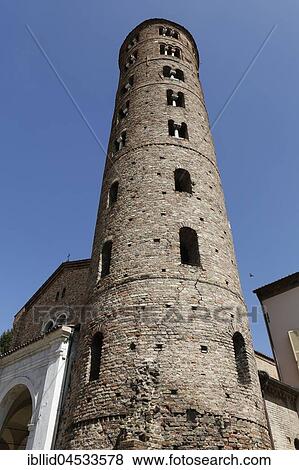 Stock Photo - Church Tower, Basilica Church, Sant'Apollinare Nuovo, Ravenna, Emilia-Romagna, Italy, Europe. Fotosearch