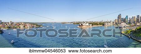 Stock Image - Circular Quay and The Rocks, skyline with Sydney Opera House, Financial District, banking district, Sydney, New South Wales, Australia, Oceania. Fotosearch