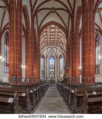 Picture - City church of St. Johannis, Luther site, Interior, Saalfeld, Thuringia, Germany, Europe. Fotosearch
