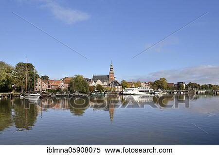 Stock Photography - City Hall and Museum Harbor Leer, East Frisia, Lower Saxony, Germany, Europe. Fotosearch