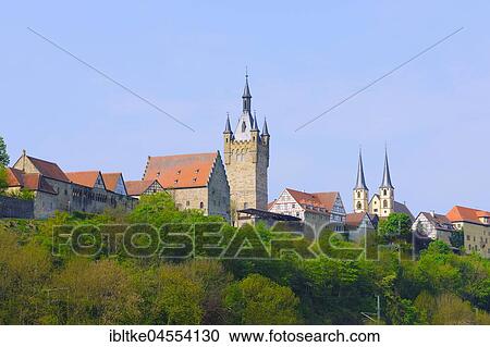 Stock Image - Cityscape from Bad Wimpfen, Neckartal, Baden-Württemberg, Germany, Europe. Fotosearch