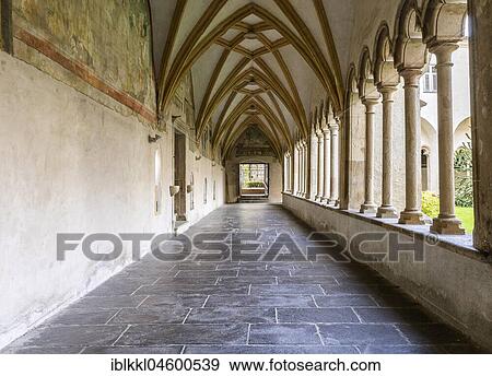 Stock Photo - Cloister, former Dominican monastery, Bolzano, South Tyrol, Italy, Europe. Fotosearch