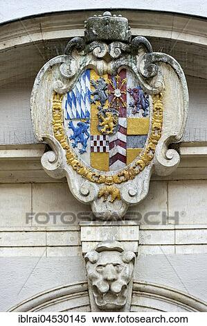 Coat of arms of Principality of Palatinate-Neuburg, Renaissance castle, castle Neuburg on the Danube, Upper Bavaria, Bavaria, Germany, Europe View Large Photo Image Stock Photography - Coat of arms of Principality of Palatinate-Neuburg, Renaissance castle, castle Neuburg on the Danube, Upper Bavaria, Bavaria, Germany, Europe. Fotosearch