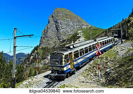 Cog railway Montreux-Glion-Les Rochers-de-Naye, GoldenPass line, with summit Dent de Jaman, Montreux, Vaud, Switzerland, Europe View Large Photo Image Stock Image - Cog railway Montreux-Glion-Les Rochers-de-Naye, GoldenPass line, with summit Dent de Jaman, Montreux, Vaud, Switzerland, Europe. Fotosearch
