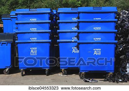Collecting bin, collecting container for waste paper, Germany, Europe View Large Photo Image Stock Image - Collecting bin, collecting container for waste paper, Germany, Europe. Fotosearch