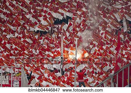 Cologne fans with flags, football stadium, Borussia-Park, Mönchengladbach, North Rhine-Westphalia, Germany, Europe View Large Photo Image Stock Photo - Cologne fans with flags, football stadium, Borussia-Park, Mönchengladbach, North Rhine-Westphalia, Germany, Europe. Fotosearch