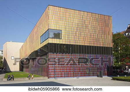 Stock Photograph - Colorful facade, Museum Brandhorst, Munich, Bavaria, Germany, Europe. Fotosearch