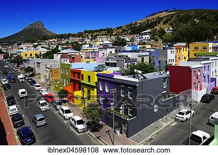 Stock Photo - Colorful Houses, Bo-Kaap Quarter, Cape Town, West Cape, South Africa, Africa. Fotosearch