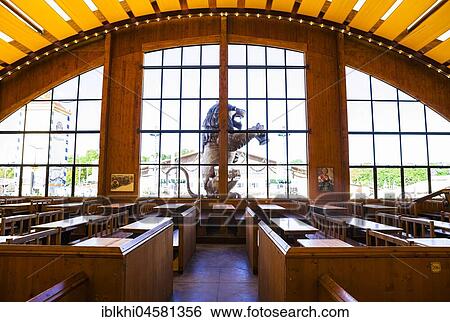Stock Photograph - Construction of Löwenbräu marquee, Oktoberfest 2017, Theresienwiese, Munich, Upper Bavaria, Bavaria, Germany, Europe. Fotosearch