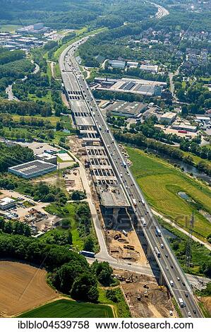 Construction site, demolition and new construction of the Lenntal bridge, Sauerlandlinie, highway A45, aerial photo, Hagen, Ruhr area, North Rhine-Westphalia, Germany, Europe View Large Photo Image Stock Photo - Construction site, demolition and new construction of the Lenntal bridge, Sauerlandlinie, highway A45, aerial photo, Hagen, Ruhr area, North Rhine-Westphalia, Germany, Europe. Fotosearch