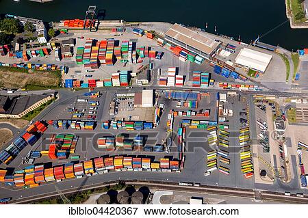 Container terminal, Duisport, inland port, Rhine, Duisburg, Ruhr district, North Rhine-Westphalia, Germany, Europe View Large Photo Image Stock Photo - Container terminal, Duisport, inland port, Rhine, Duisburg, Ruhr district, North Rhine-Westphalia, Germany, Europe. Fotosearch
