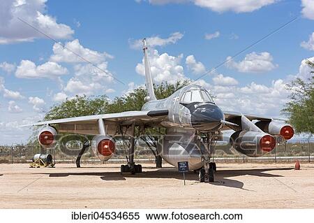 Stock Photography - Convair B-58A Hustler, four-jet supersonic long-range bomber of the Cold War era, nuclear weapon carrier, 1956-1969, up to MiG-21 faster than all Soviet interceptors, Pima Air & Space Museum (PASM), Tucson, Arizona, USA, North America. Fotosearch