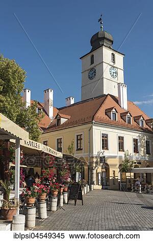 Council Tower and Small Square, Piata Mica, Sibiu, Romania, Europe View Large Photo Image Stock Photography - Council Tower and Small Square, Piata Mica, Sibiu, Romania, Europe. Fotosearch
