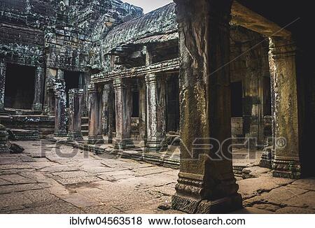 Courtyard and portico, ruins of temple, Bayon Temple, Angkor Thom Complex, Angkor Archaeological Park, Siem Reap Province, Cambodia, Asia View Large Photo Image Stock Photo - Courtyard and portico, ruins of temple, Bayon Temple, Angkor Thom Complex, Angkor Archaeological Park, Siem Reap Province, Cambodia, Asia. Fotosearch