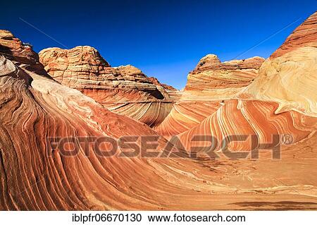 Stock Image - Coyote Buttes North, The Wave, sandstone area, Arizona, USA, North America. Fotosearch