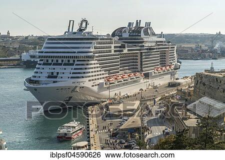 Cruise ship MSC Meraviglia in port, Valletta, Malta, Europe View Large Photo Image Stock Photograph - Cruise ship MSC Meraviglia in port, Valletta, Malta, Europe. Fotosearch