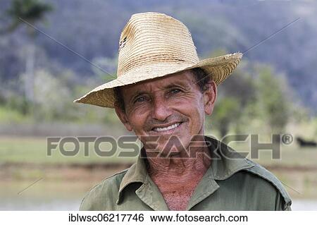 Stock Photograph - Cuban peasant, portrait, Viñales valley, Cuba, Central America. Fotosearch