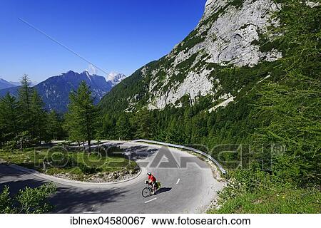 Cyclists on the pass road between Vrsic, Kranjska Gora, Julian Alps, Slovenia, Europe View Large Photo Image Stock Photo - Cyclists on the pass road between Vrsic, Kranjska Gora, Julian Alps, Slovenia, Europe. Fotosearch