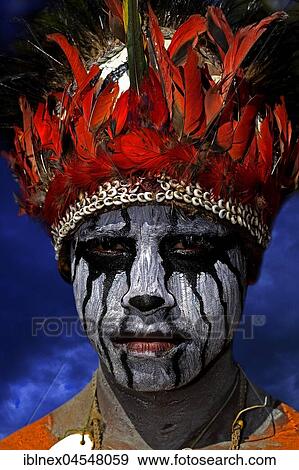 Stock Photo - Dancers of the Kereculture Group Simbu Pro on the great Sing Sing of Goroka, Papua New Guinea, Oceania. Fotosearch