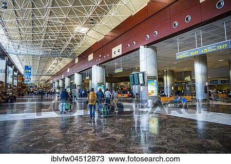 Stock Image - Departure lounge, Tenerife South Airport Reina Sofia, Tenerife, Canary Islands, Spain, Europe. Fotosearch