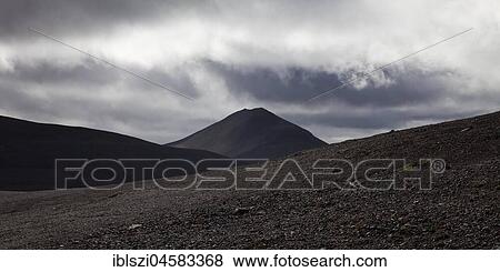 Stock Photo - Desert-like, mountainous landscape with light and shadow, Moedrudalsfjalsfjallgardur, highlands, Island. Fotosearch
