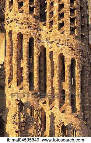 Detail, facade of the spire, Sagrada Familia church, architect Antonio Gaudi, UNESCO World Heritage Site, Barcelona, Catalonia, Spain, Europe View Large Photo Image Stock Photo - Detail, facade of the spire, Sagrada Familia church, architect Antonio Gaudi, UNESCO World Heritage Site, Barcelona, Catalonia, Spain, Europe. Fotosearch