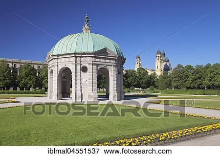 Diana Temple, Hofgarten, Theatine Church at back, Munich, Upper Bavaria, Germany, Europe View Large Photo Image Stock Photo - Diana Temple, Hofgarten, Theatine Church at back, Munich, Upper Bavaria, Germany, Europe. Fotosearch