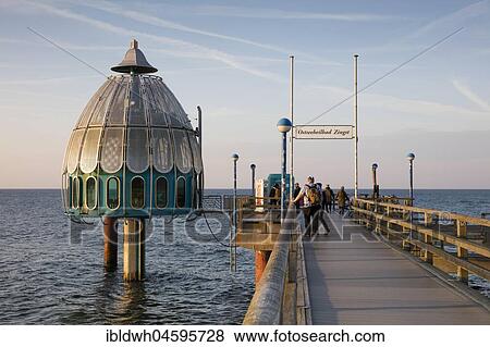 Stock Photo - Diving gondola at the Seebrücke, Zingst, Fischland-Darß-Zingst, Mecklenburg-Western Pomerania, Germany, Europe. Fotosearch