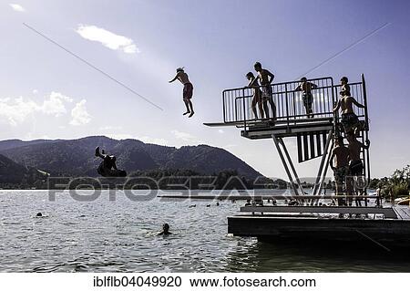 Diving tower, Strandbad, Schliersee, Upper Bavaria, Germany, Europe View Large Photo Image Stock Image - Diving tower, Strandbad, Schliersee, Upper Bavaria, Germany, Europe. Fotosearch