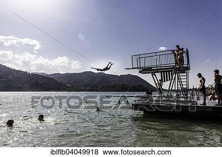 Diving tower, Strandbad, Schliersee, Upper Bavaria, Germany, Europe View Large Photo Image Stock Photo - Diving tower, Strandbad, Schliersee, Upper Bavaria, Germany, Europe. Fotosearch