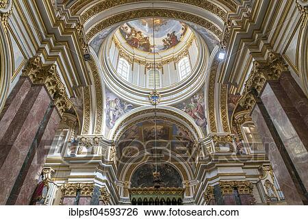 Dome, interior of St. Paul's Cathedral, Mdina, Malta, Europe View Large Photo Image Stock Photograph - Dome, interior of St. Paul's Cathedral, Mdina, Malta, Europe. Fotosearch