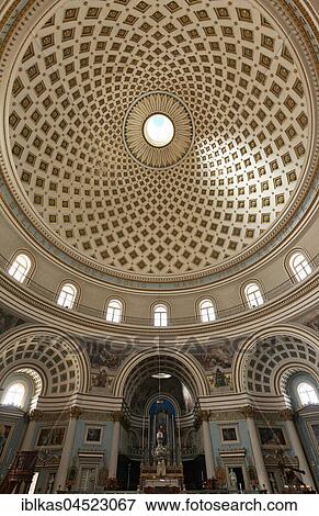 Stock Photo - Dome of the Church of the Assumption of Our Lady, Rotunda of Mosta, Mosta, Malta, Europe. Fotosearch