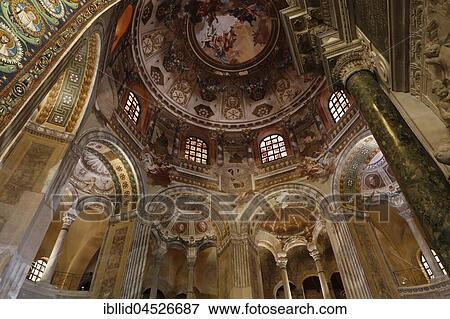 Stock Photo - Dome with mosaics, Basilica of San Vitale, Basilika San Vitale, Ravenna, Emilia-Romagna, Italy, Europe. Fotosearch