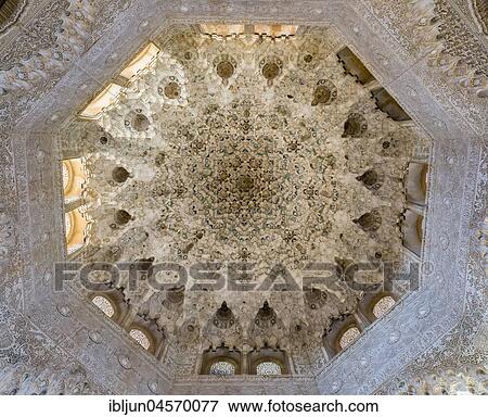 Dome with stucco, Sala de las Dos Hermanas, Palacios Nazaries, Nasrid palaces, Alhambra, Granada, UNESCO World Heritage Site, Andalusia, Spain, Europe View Large Photo Image Stock Photo - Dome with stucco, Sala de las Dos Hermanas, Palacios Nazaries, Nasrid palaces, Alhambra, Granada, UNESCO World Heritage Site, Andalusia, Spain, Europe. Fotosearch