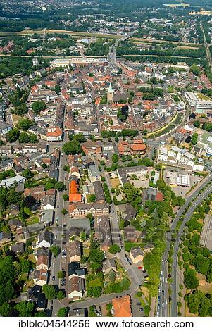Stock Photograph - Dorsten town center with Westgraben and Südgraben, market square, St. Agatha church, old town hall, Dorsten, Ruhr area, North Rhine-Westphalia, Germany, Europe. Fotosearch