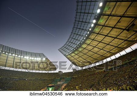 Dortmund fan section, blue hour, DFB-Pokalfinale, Olympiastadion Berlin, Germany, Europe View Large Photo Image Stock Photograph - Dortmund fan section, blue hour, DFB-Pokalfinale, Olympiastadion Berlin, Germany, Europe. Fotosearch