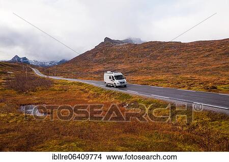 Drone shot, campervan on a road with autumnal vegetation, Fylkesvei 862, Melfjordbotn, Senja, Norway, Europe View Large Photo Image Picture - Drone shot, campervan on a road with autumnal vegetation, Fylkesvei 862, Melfjordbotn, Senja, Norway, Europe. Fotosearch