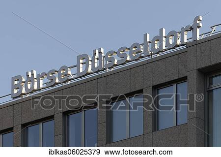 Stock Photo - Düsseldorf Stock Exchange, lettering on building, North Rhine-Westphalia, Germany, Europe. Fotosearch